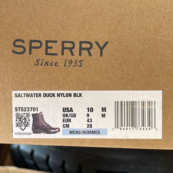 Sperry Mens Snow Boots Chukkas Booties Quilted Saltwater Duck Nylon Black 10 - Picture 6 of 6